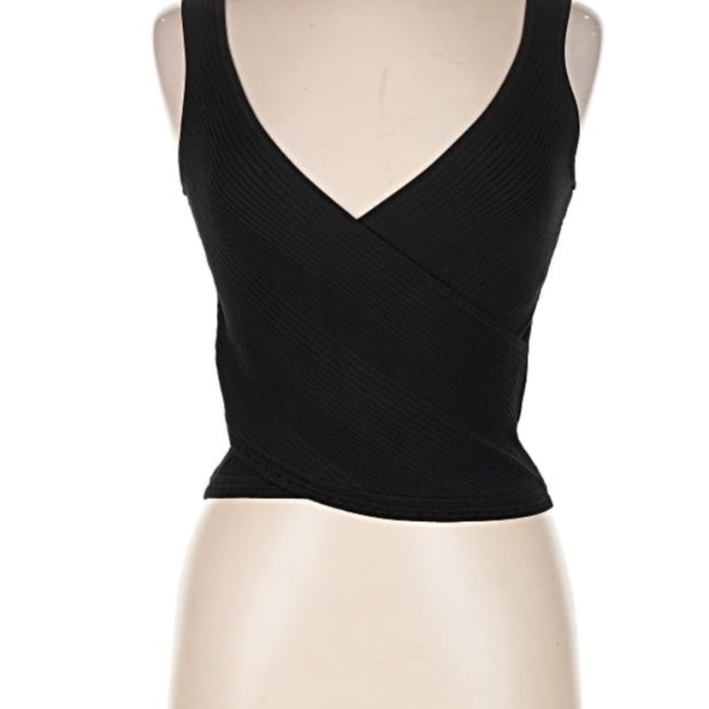 Black Sleeveless Wrap Top